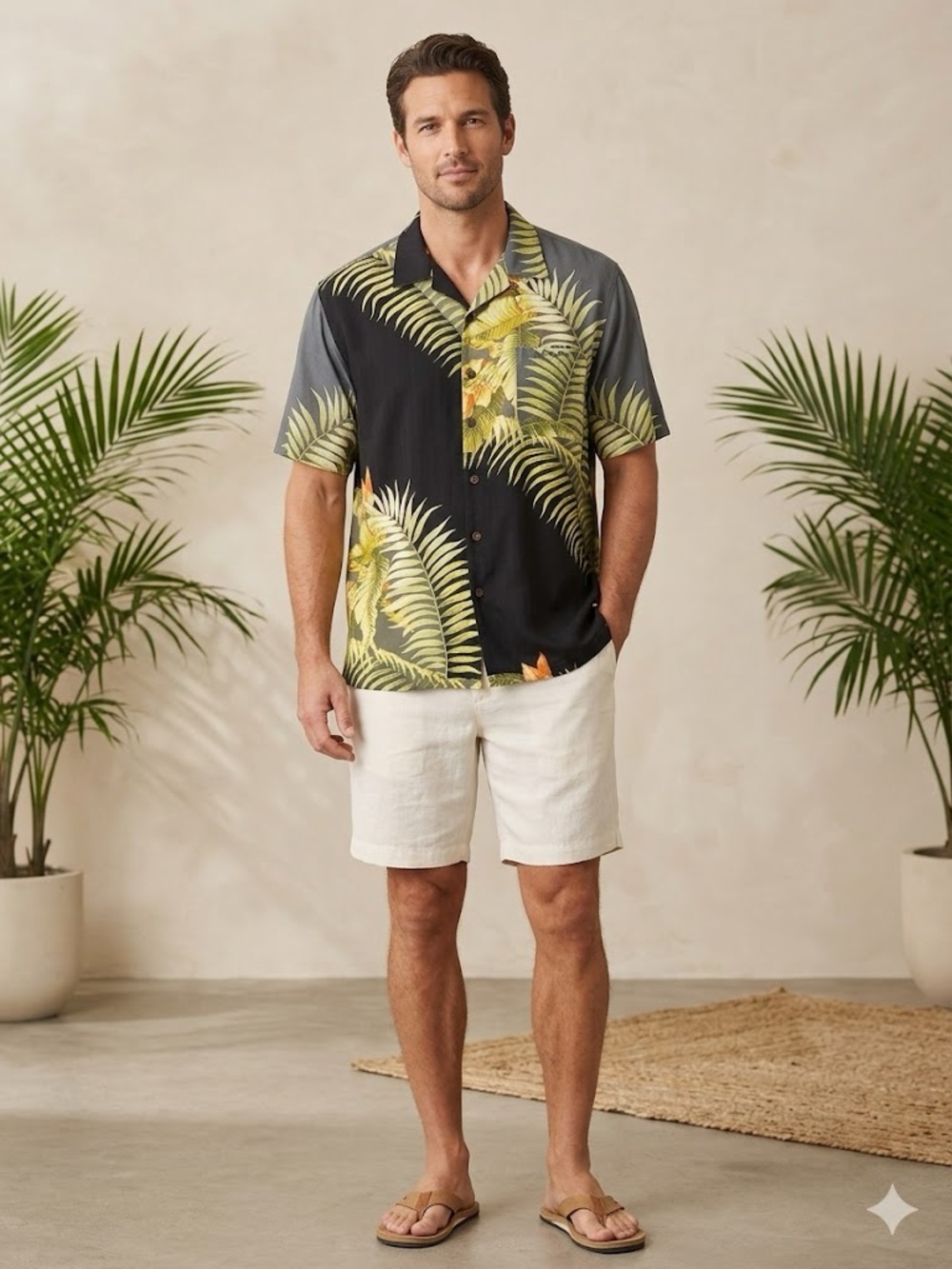 Tommy Bahama 100% Silk Tropical Palm Print Button Down Shirt Men’s size XXL